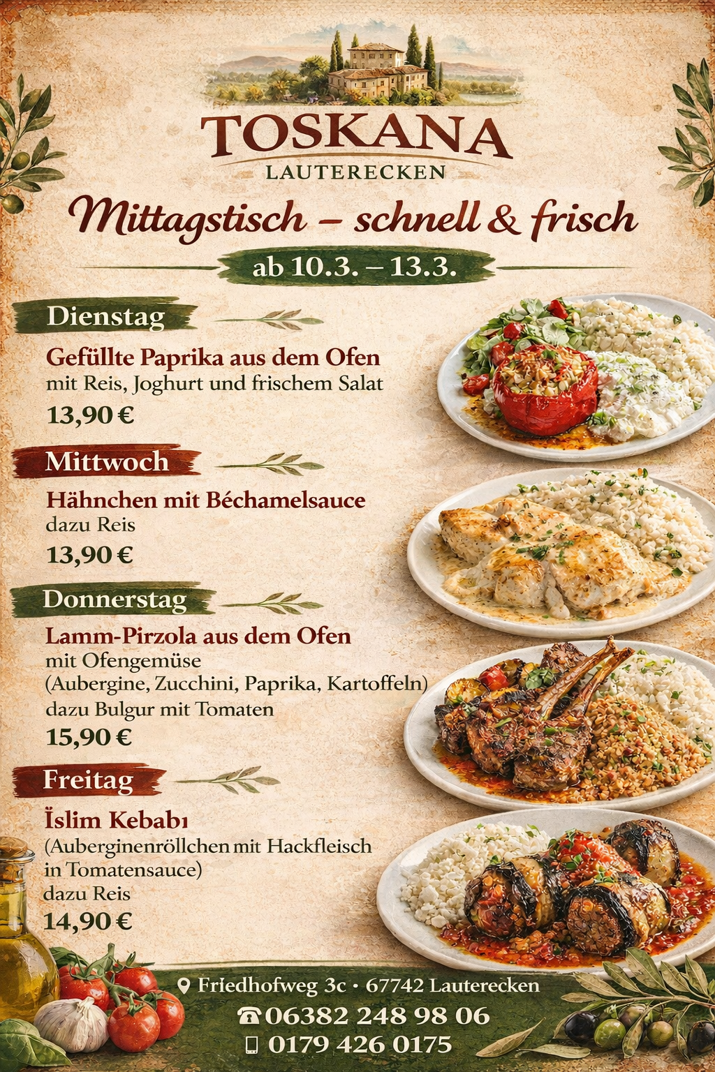 Wöchentlicher Mittagstisch 10. März – 13. März 2026